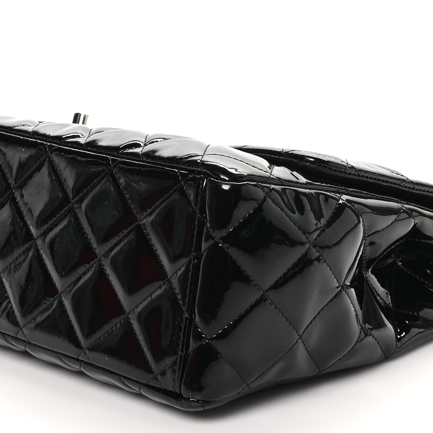 Patent Quilted Maxi Single Flap Black