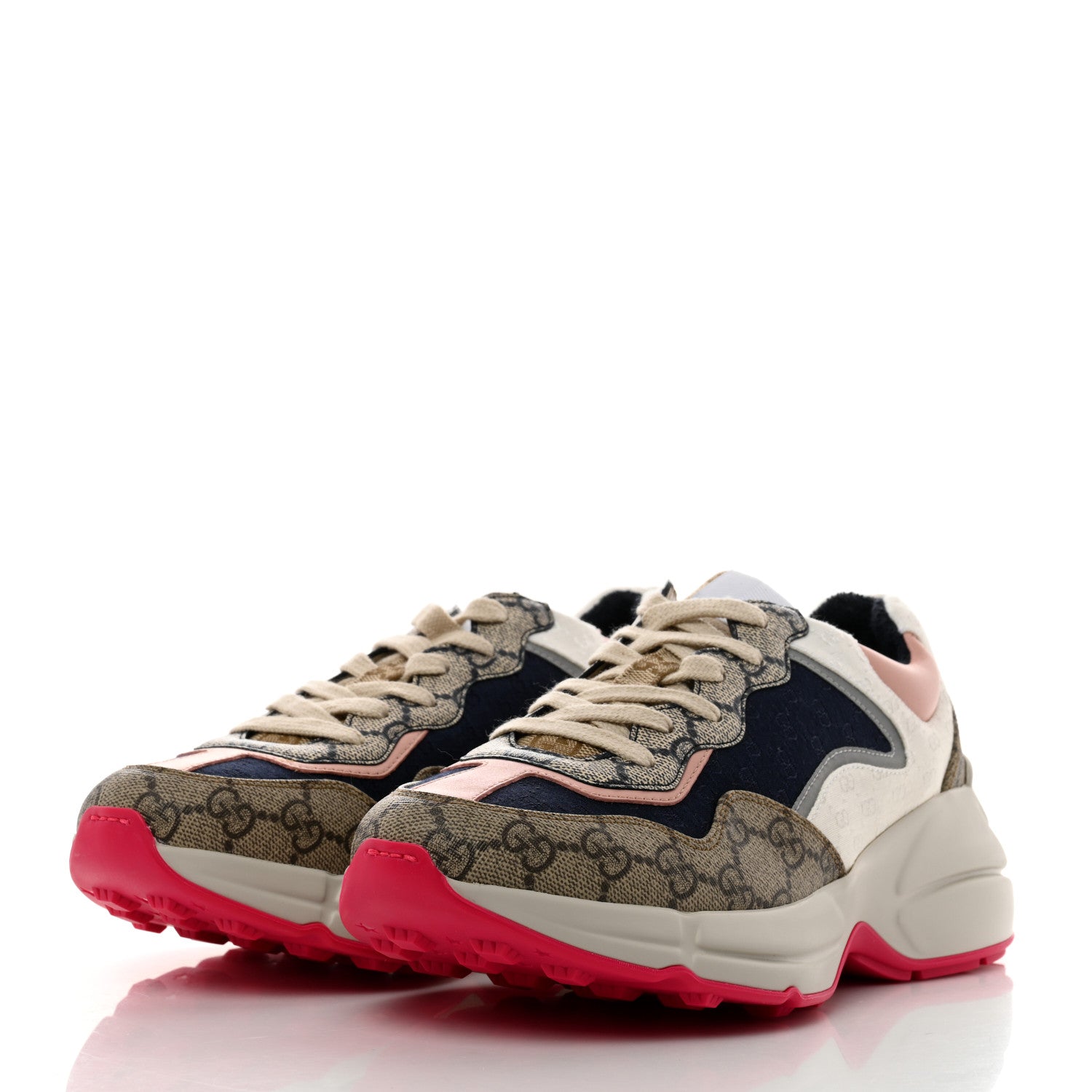 Gucci GG Supreme Monogram Mix Monogram Womens Rhyton Sneakers 38 London Blue Beige Pale Pink 3 of 8