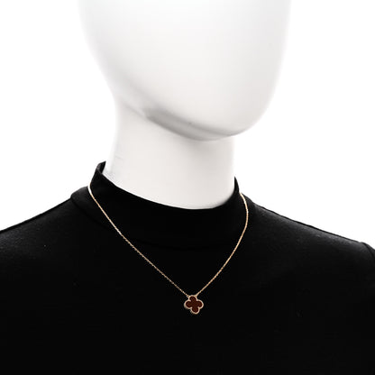 Van Cleef & Arpels 18K Yellow Gold Carnelian Vintage Alhambra Pendant Necklace 2 of 6