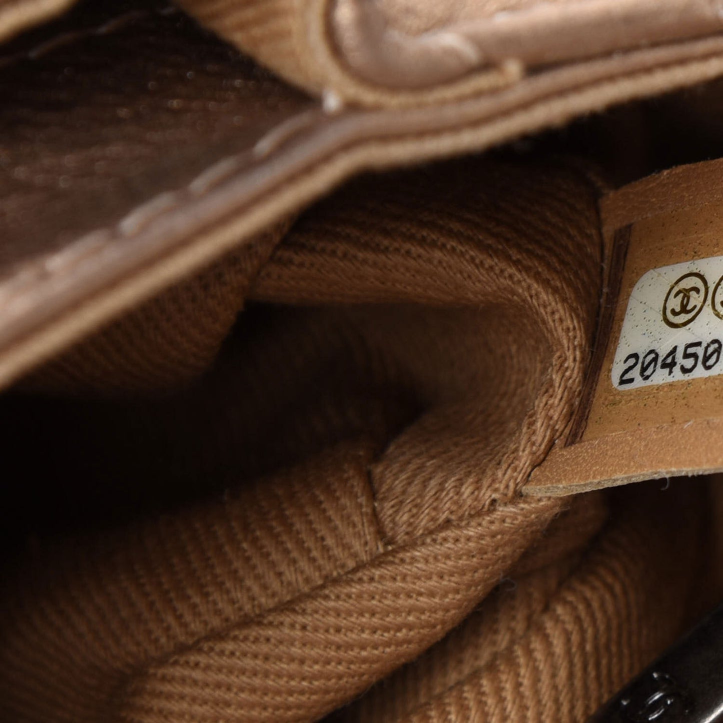 Metallic Aged Calfskin Chevron Small Bubble CC Flap Gold