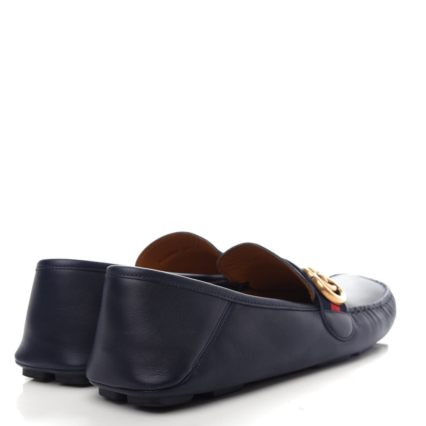 Velvety Calfskin Web Mens Noel Driver Loafers 10 Blue