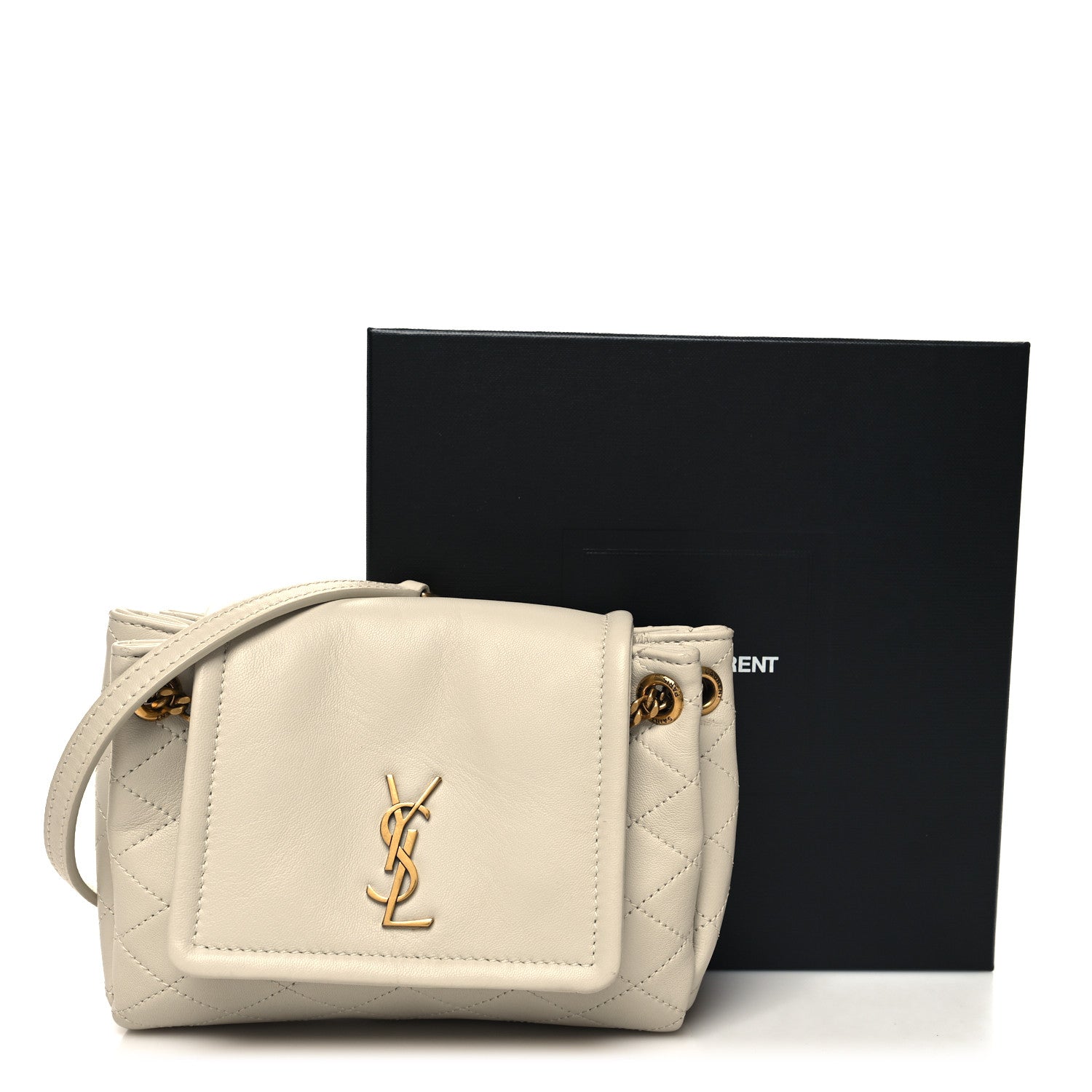 Saint Laurent Lambskin Quilted Monogram Mini Nolita Crema Soft 12 of 12