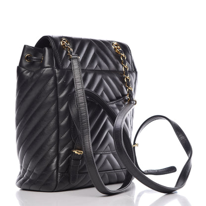 Chanel Calfskin Chevron Quilted Small Urban Spirit Backpack Black 3 of 10