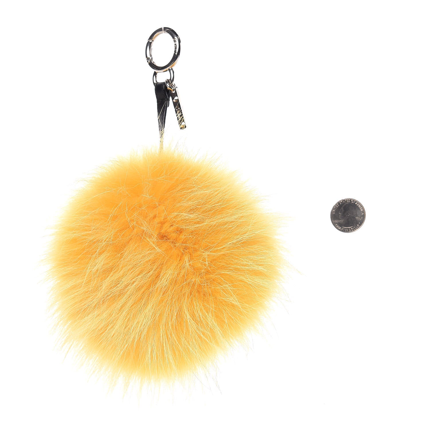 Fendi Fox Fur Shearling Crystal Eye Tria Monster Bag Bug Charm Yellow 2 of 4