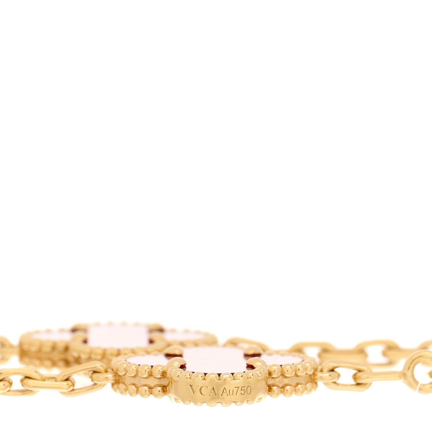 18K Yellow Gold Carnelian 5 Motifs Vintage Alhambra Bracelet