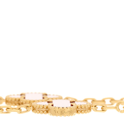 Van Cleef & Arpels 18K Yellow Gold Carnelian 5 Motifs Vintage Alhambra Bracelet 4 of 5