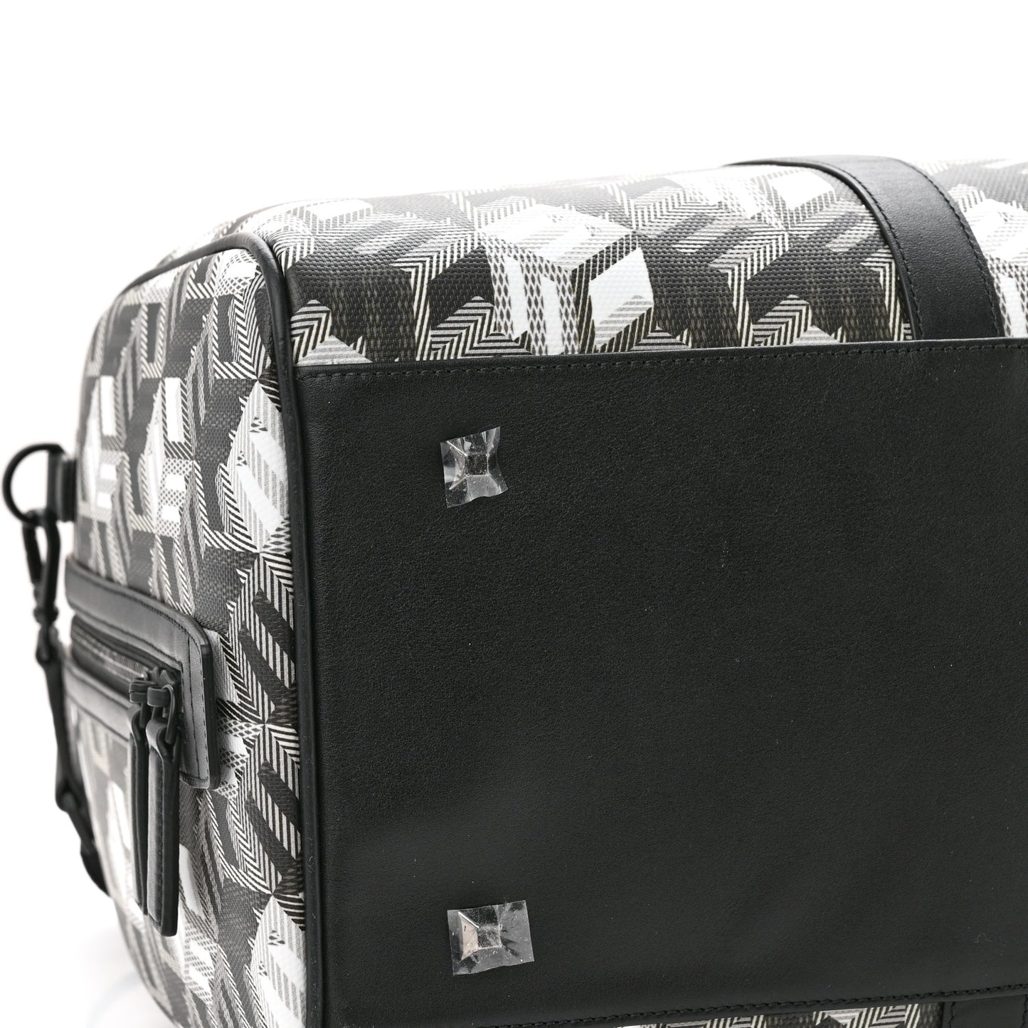 Cubic Monogram Large Traveler Weekender Bag Black White
