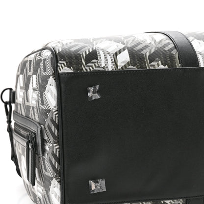 MCM Cubic Monogram Large Traveler Weekender Bag Black White 14 of 16