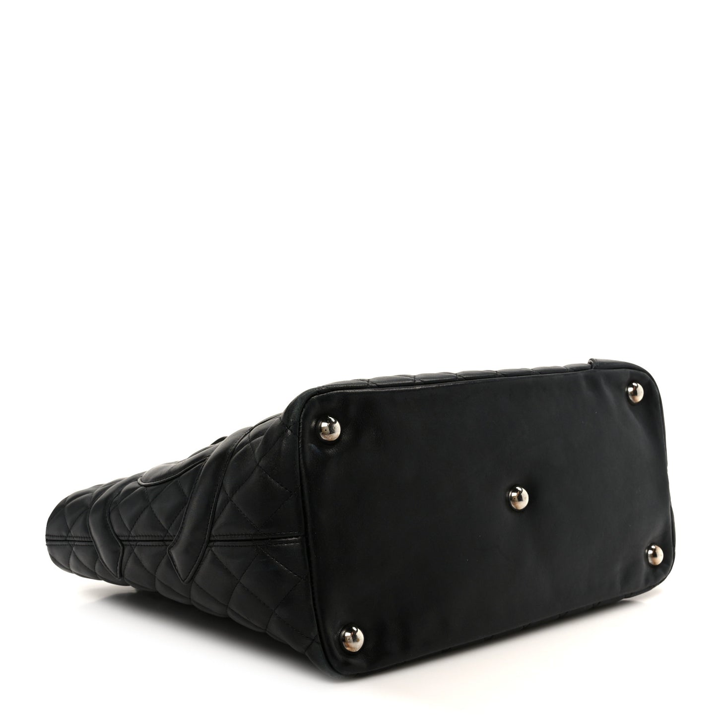 Calfskin Quilted Large Cambon Tote Black