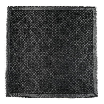 Louis Vuitton Silk Wool Monogram Denim Shawl Black 1 of 6