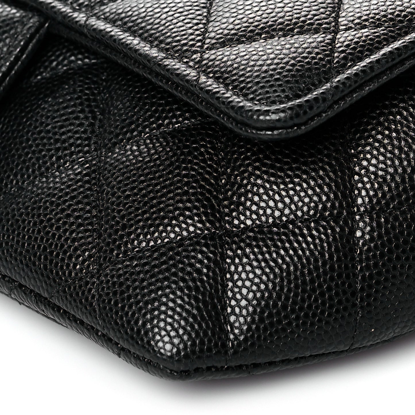 Caviar Quilted Glasses Case With Chain Black