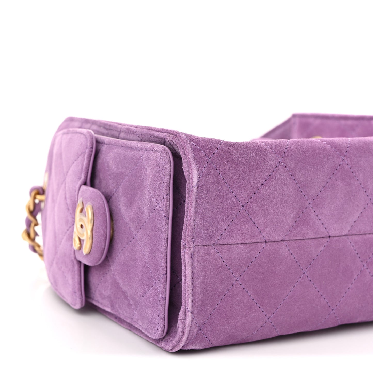Suede Quilted Mini Chanel 25 Handbag Purple