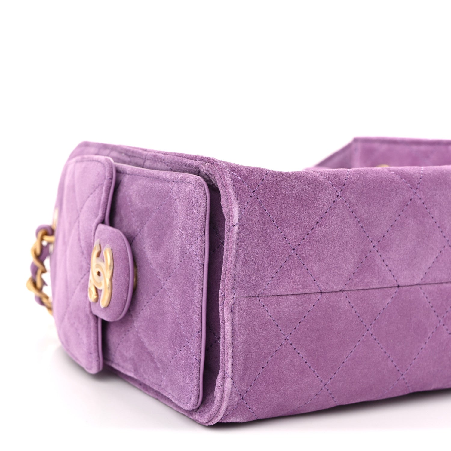 Chanel Suede Quilted Mini Chanel 25 Handbag Purple 9 of 11