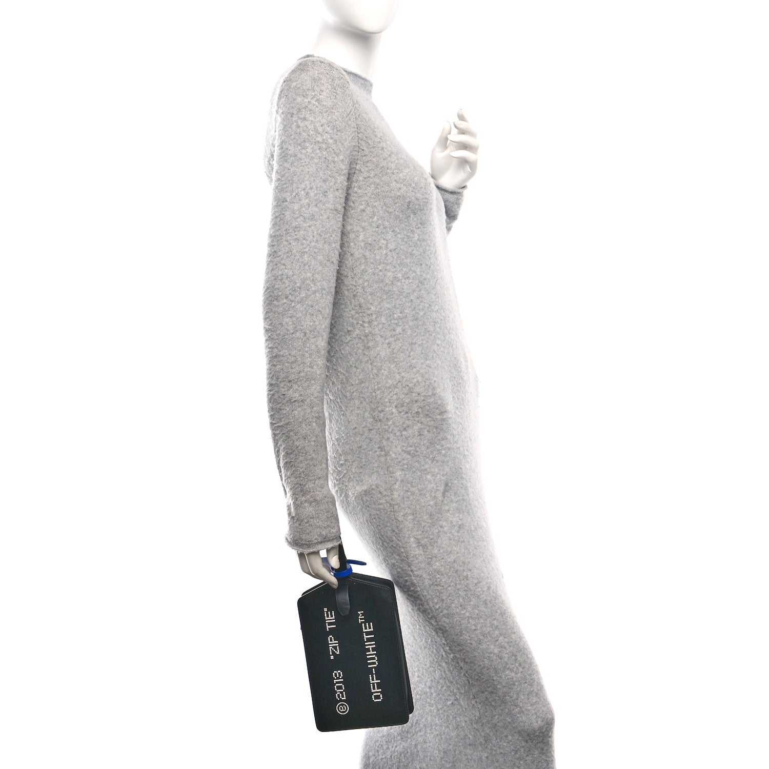 Off-White Calfskin Medium Zip Tie Clutch Black 2 of 9