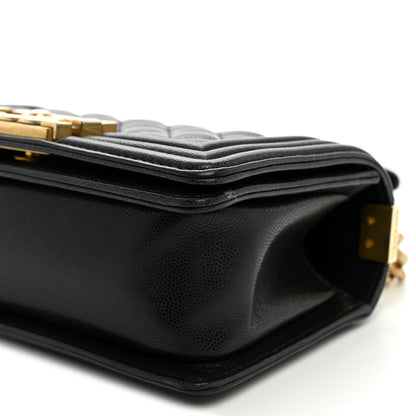 Chanel Shiny Caviar Quilted Small Top Handle Boy Flap Black 10 of 11