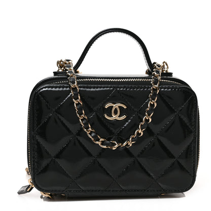 Chanel Patent Quilted Top Handle Small Vanity Case Black 1 of 9