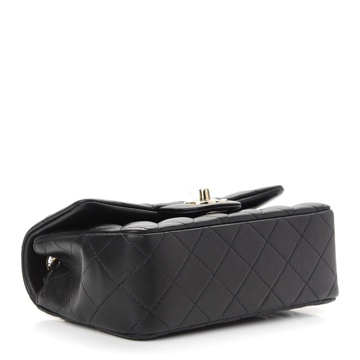 Lambskin Quilted Mini Rectangular Flap Black