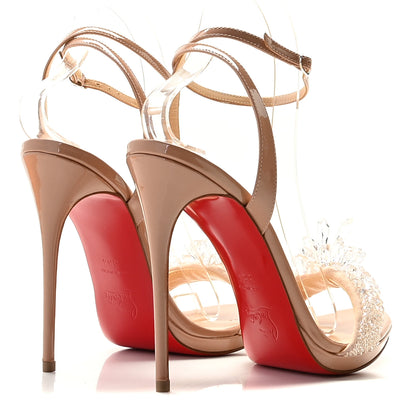 Christian Louboutin Patent Crystal Queen 120 Sandals 38.5 Nude 4 of 10