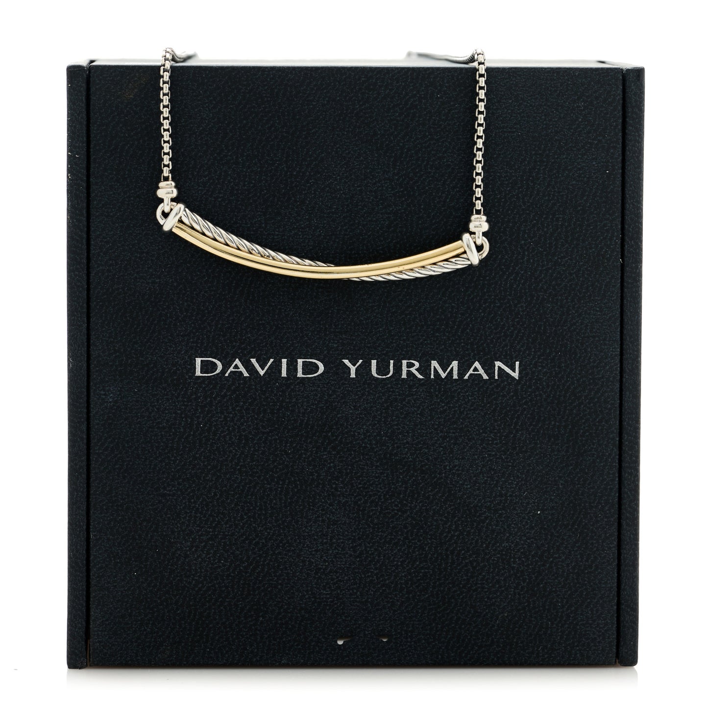Sterling Silver 18K Yellow Gold Crossover Bar Pendant Necklace