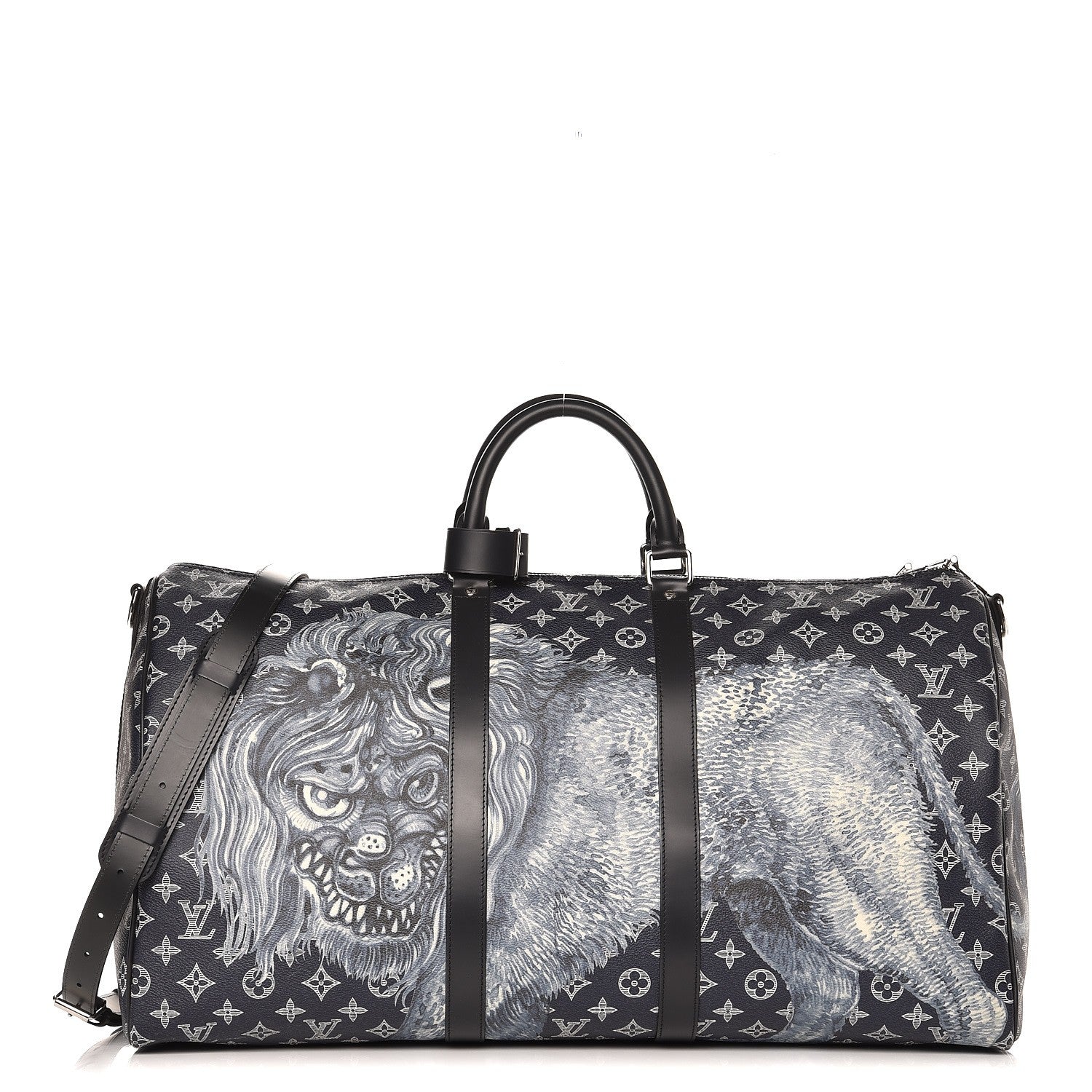 Louis Vuitton Savane Monogram Lion Chapman Keepall Bandouliere 55 Encre 1 of 9
