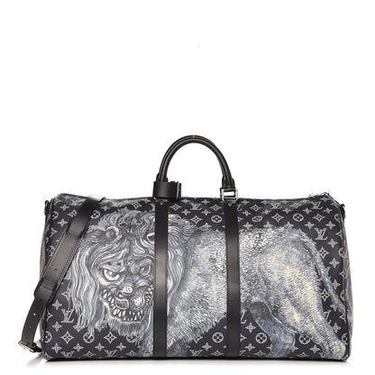 Louis Vuitton Savane Monogram Lion Chapman Keepall Bandouliere 55 Encre 1 of 9