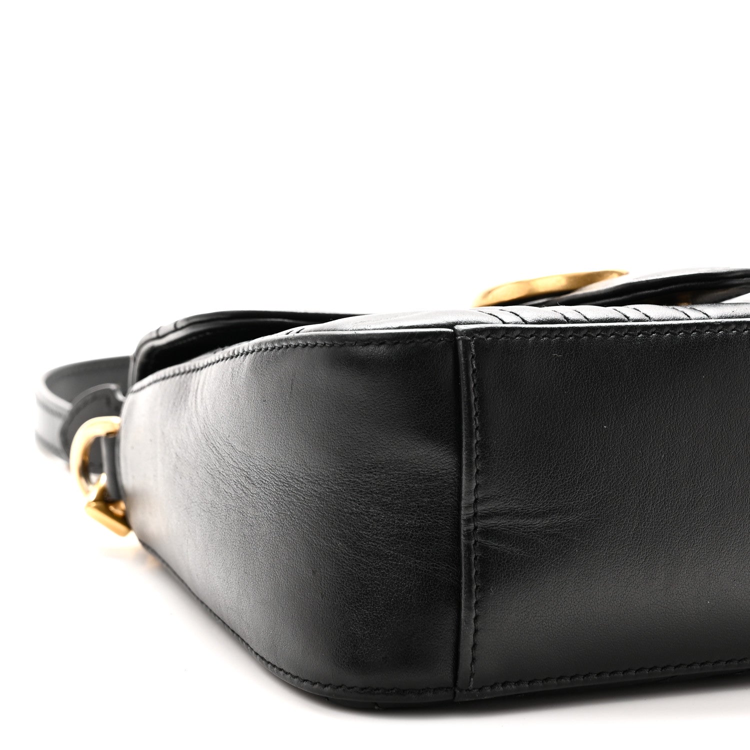 Gucci Calfskin Matelasse Mini GG Marmont Top Handle Shoulder Bag Black 9 of 11