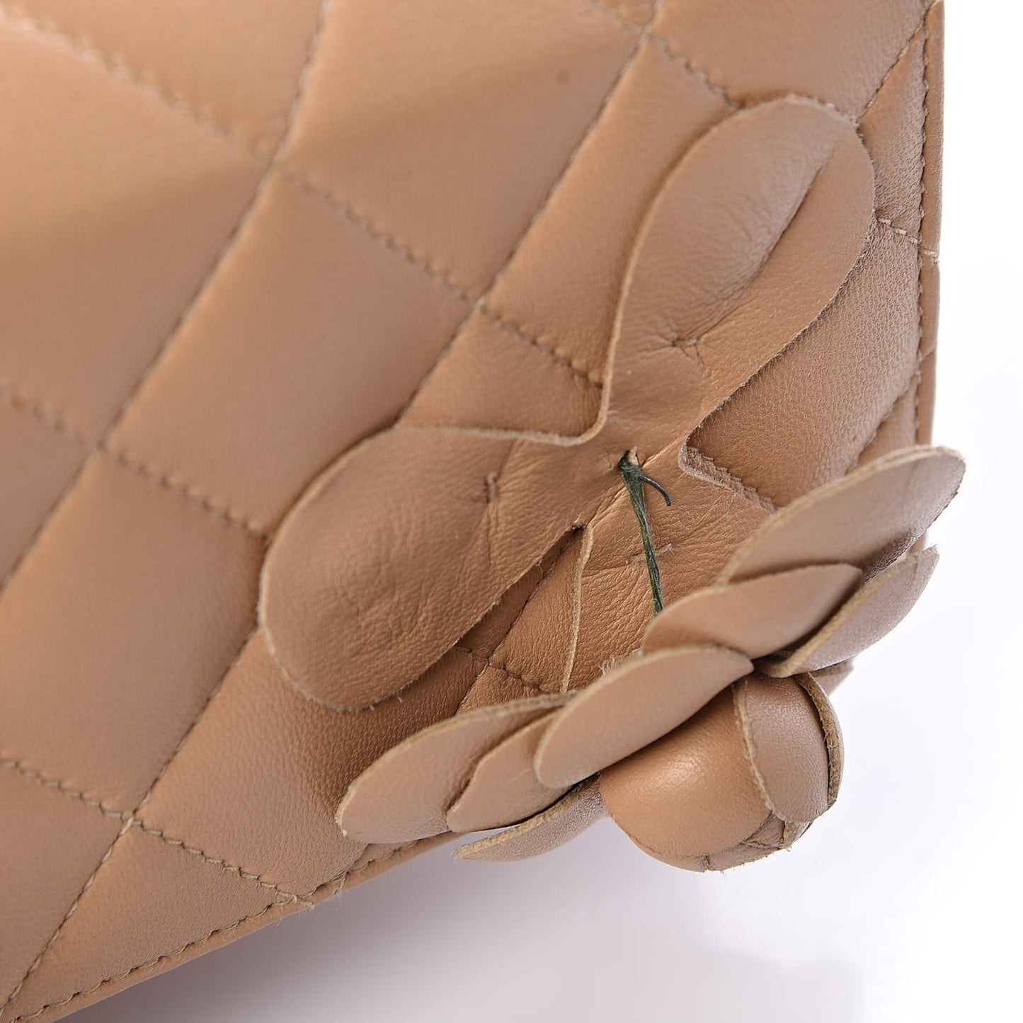 Lambskin Quilted Mini Camellia Flap Beige