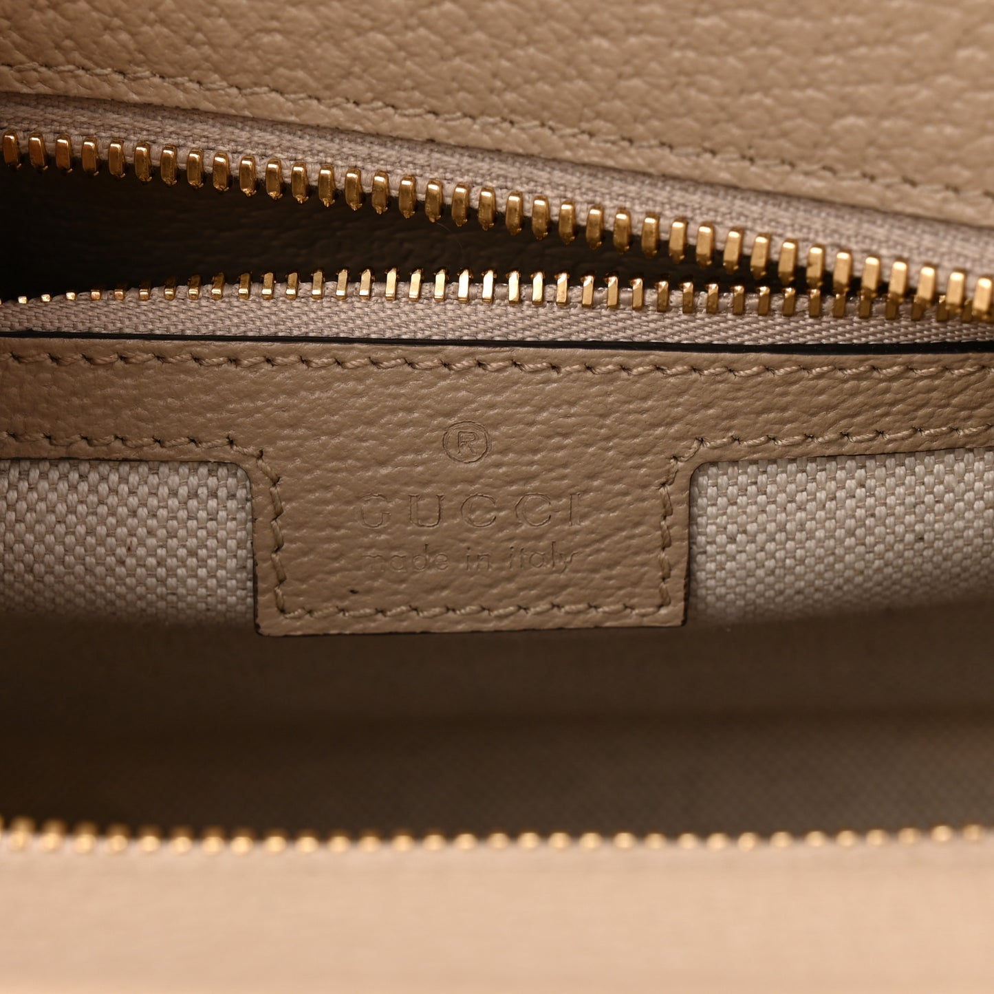 GG Supreme Monogram Textured Dollar Calfskin Web Small Ophidia Slip Handle Tote Beige Mystic White Oatmeal