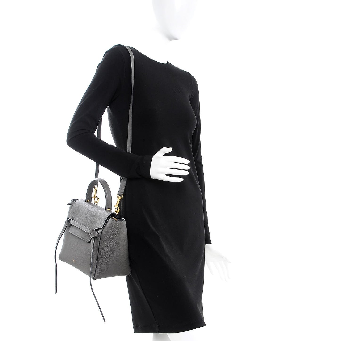 Grained Calfskin Micro Belt Bag Grey