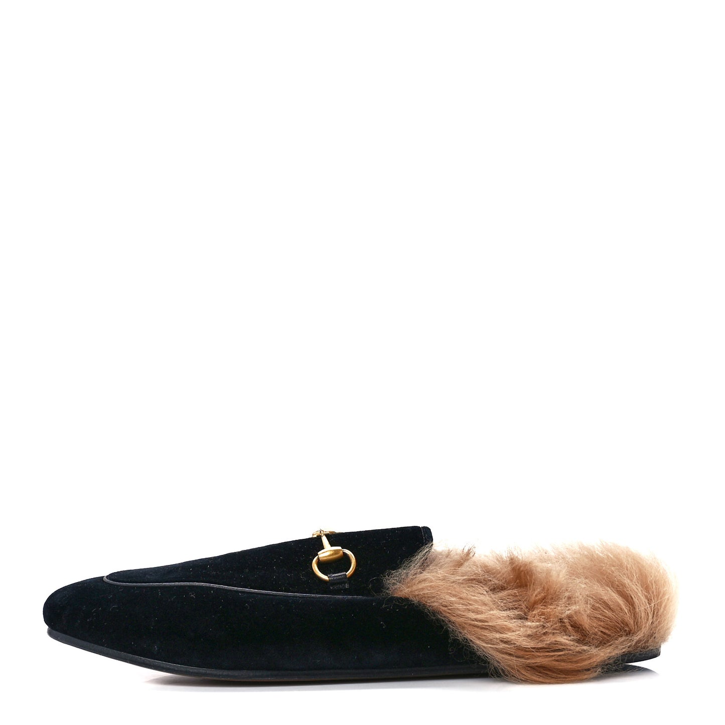 Velvet Fur Womens Princetown Slippers 39.5 Black