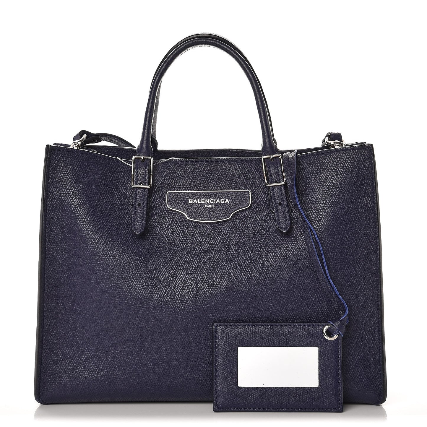 Grained Calfskin Papier A6 Zip Around Tote Bleu Indigo