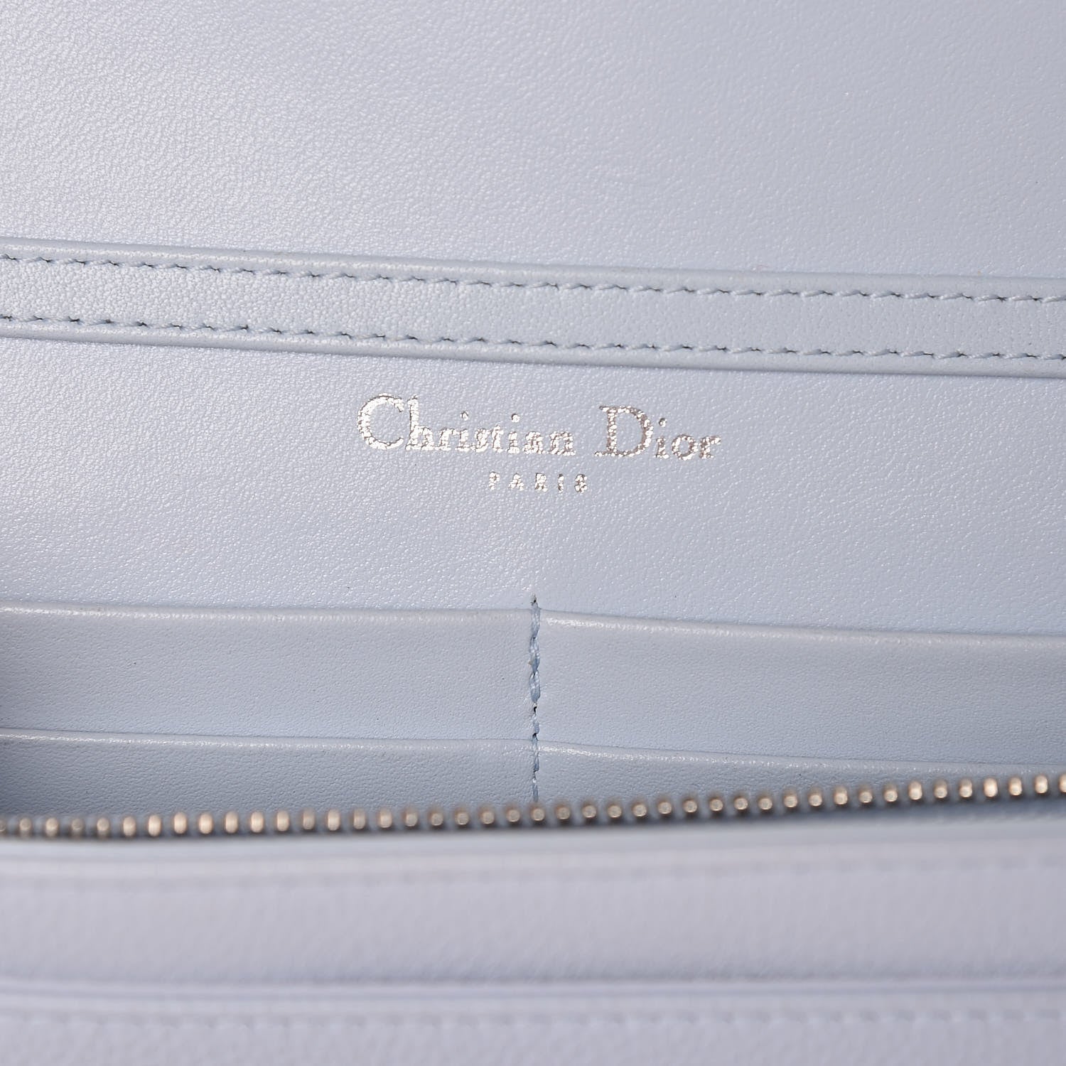 Christian Dior Grained Calfskin Diorama Wallet on Chain Pouch Light Blue 6 of 18
