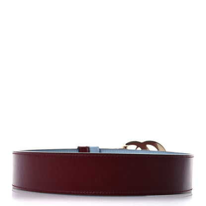 Gucci Plutone Calfskin 37mm GG Marmont Reversible Belt 80 32 Light Blue Rosso Ancora Red 6 of 7