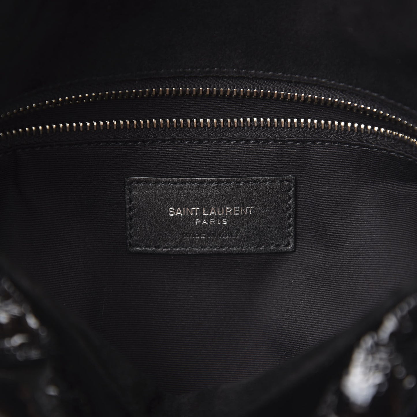 Shiny Calfskin Quilted Medium Loulou Puffer Monogram Chain Satchel Black