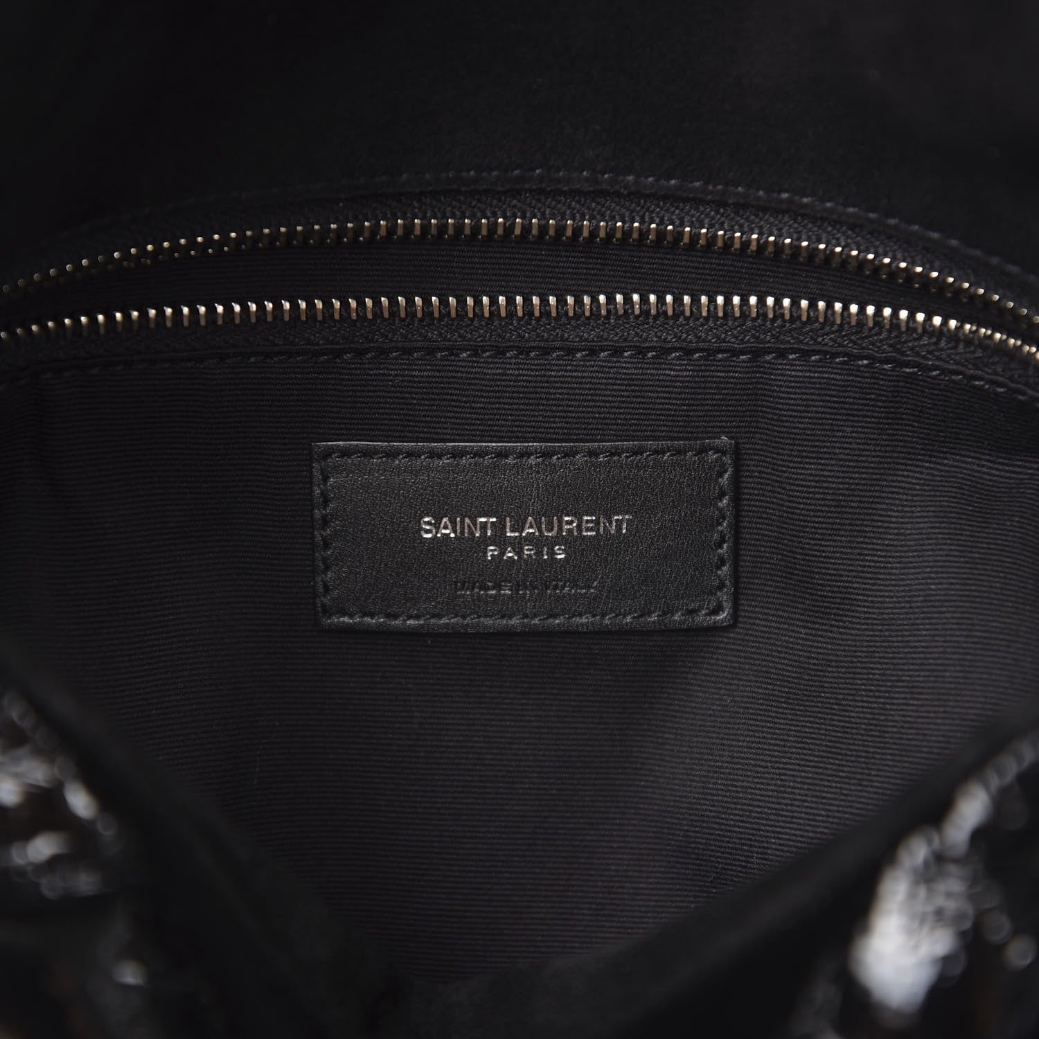 Saint Laurent Shiny Calfskin Quilted Medium Loulou Puffer Monogram Chain Satchel Black 6 of 10
