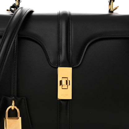 Celine Satinated Calfskin Small 16 Top Handle Bag Black 9 of 11