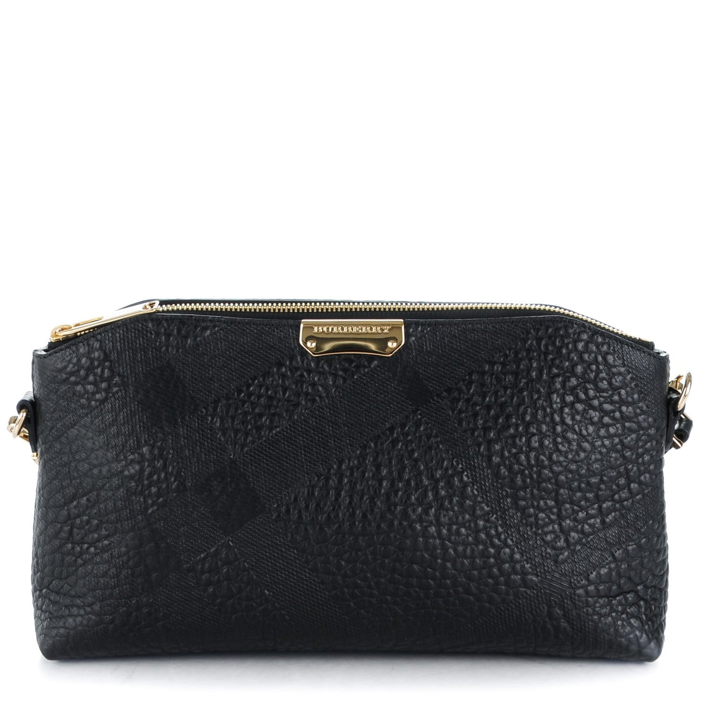 Signature Grain Calfskin Check Embossed Small Chichester Crossbody Clutch Bag Black