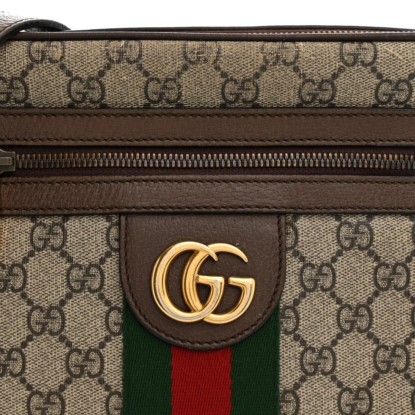 GG Supreme Monogram Web Small Ophidia Messenger Bag Brown