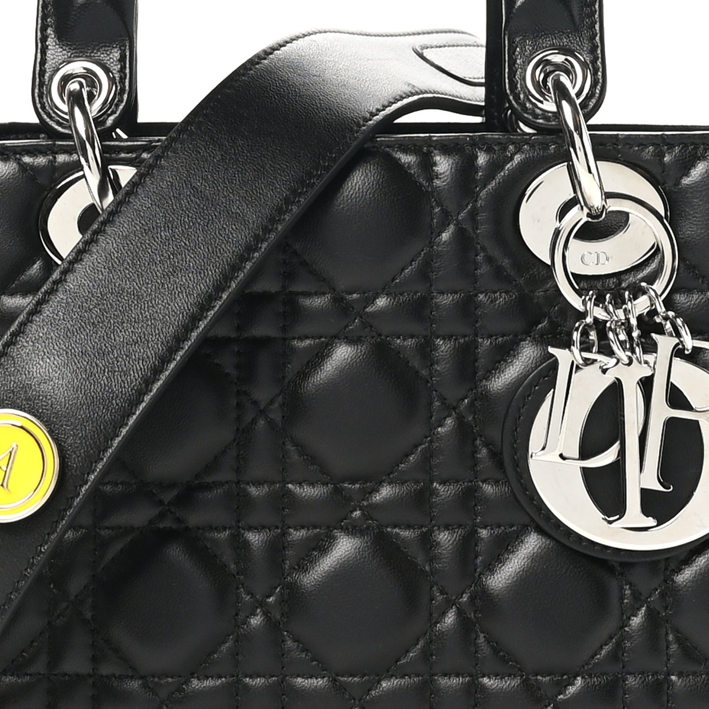 Lambskin Cannage Small Lucky Badges My Lady Dior Black