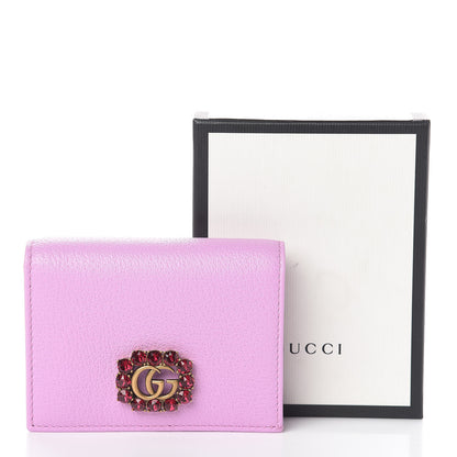 Gucci Calfskin Crystal Double G Card Case Wallet Malva 8 of 8