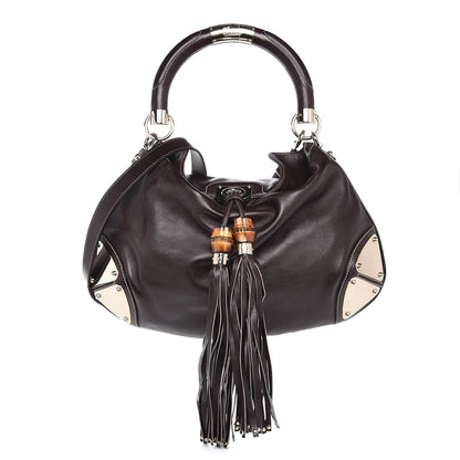 Gucci Calfskin Medium Indy Top Handle Hobo Dark Brown 1 of 8