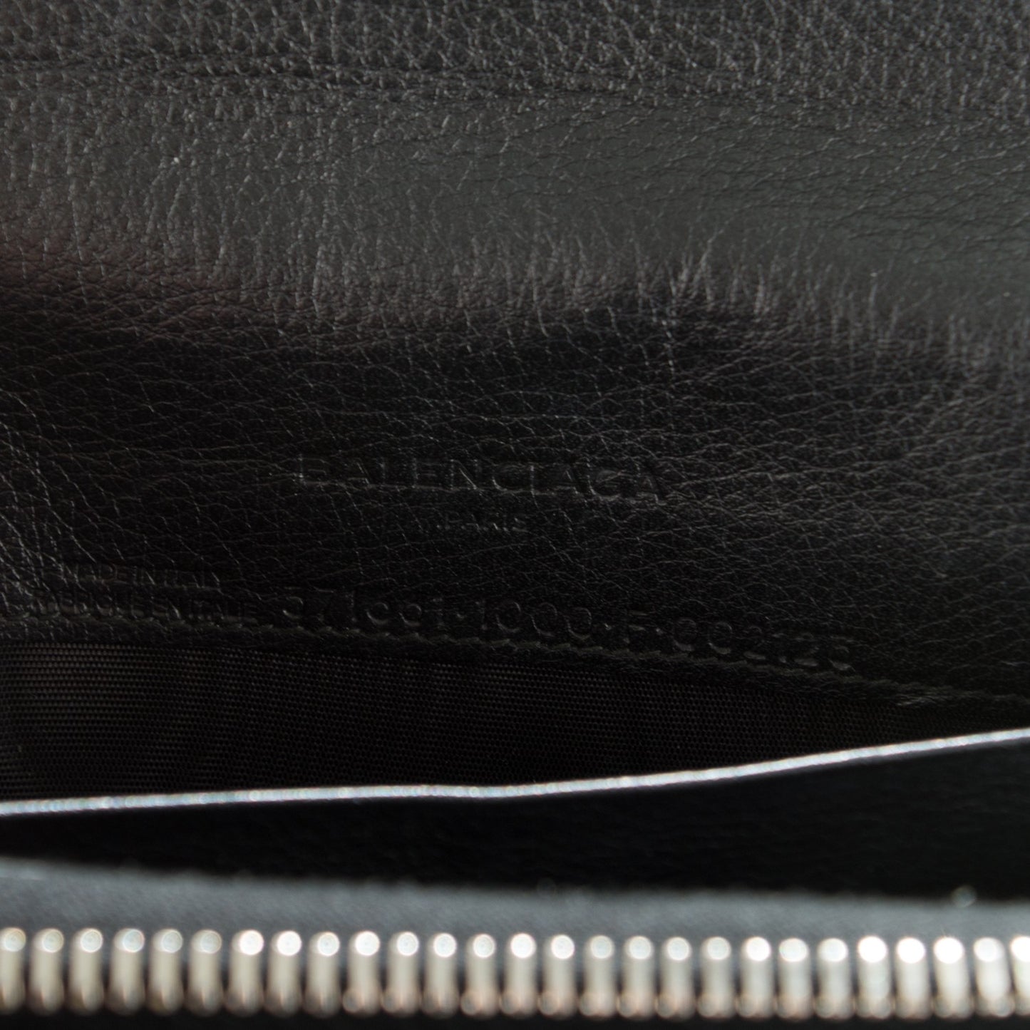 Calfskin Papier Money Zip Around Wallet Black