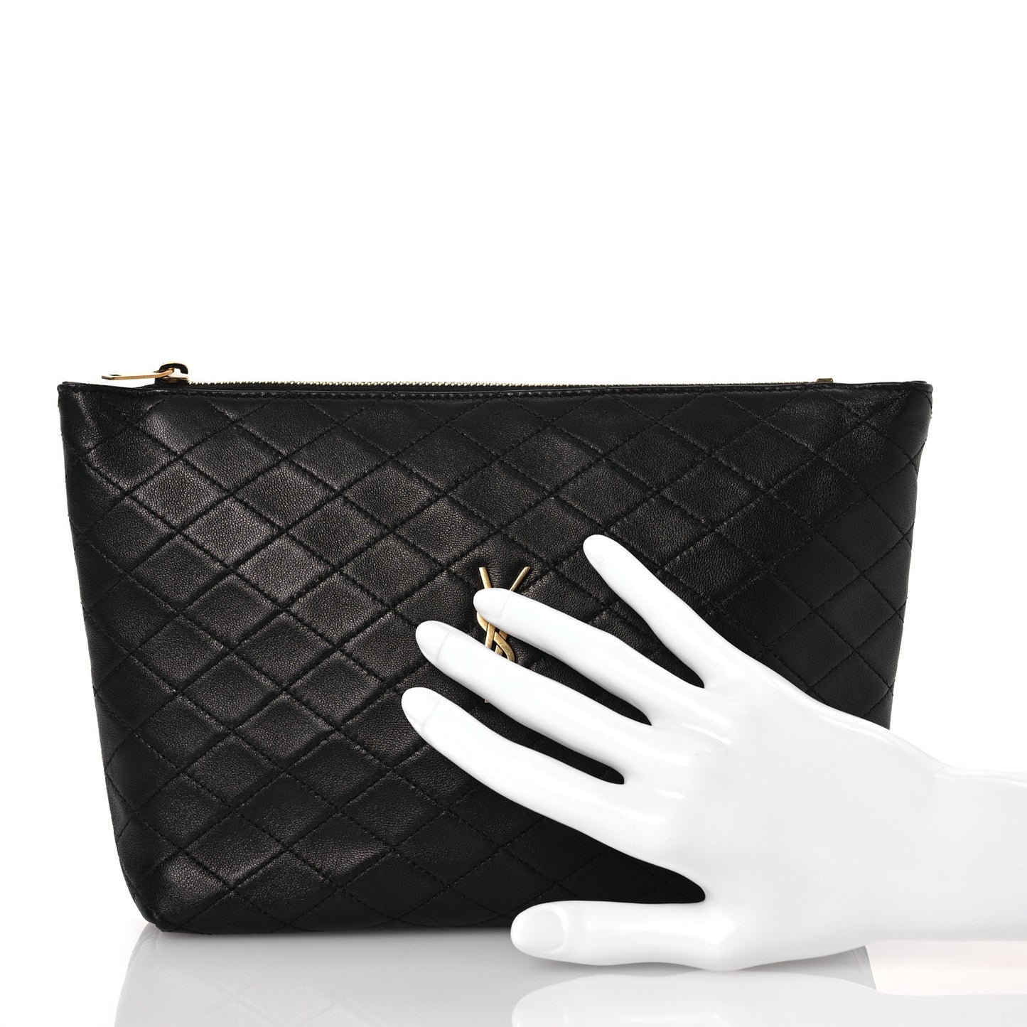 Lambskin Quilted Gaby Cosmetic Pouch Black