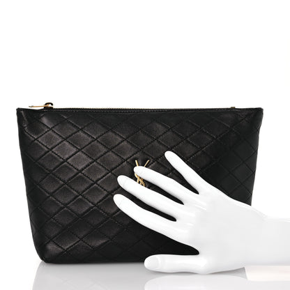 Saint Laurent Lambskin Quilted Gaby Cosmetic Pouch Black 2 of 10