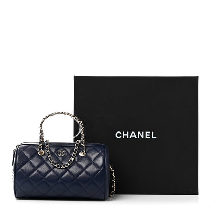 Chanel Caviar Quilted Barrel Clutch With Chain  Navy 11 of 11