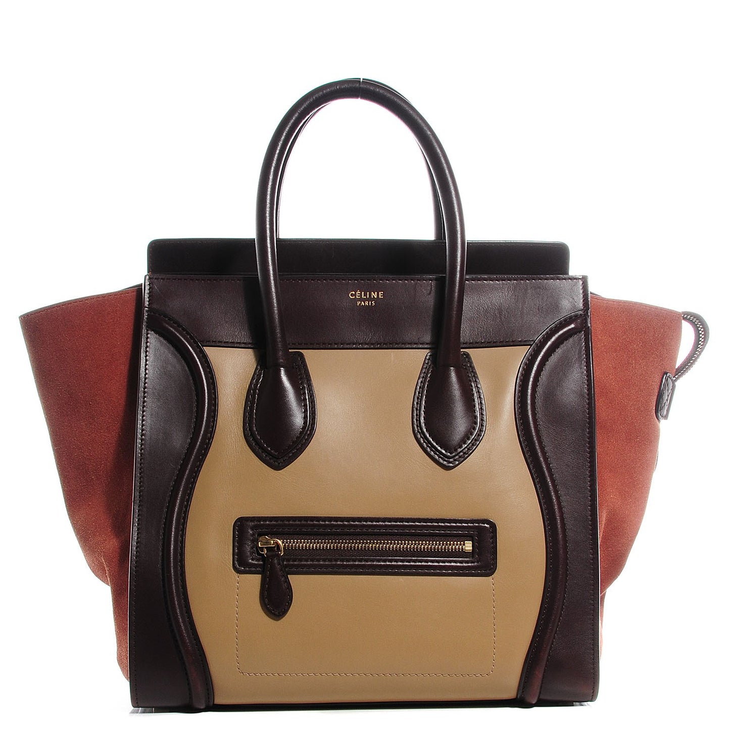 Smooth Calfskin Suede Mini Tri-Color Luggage Beige