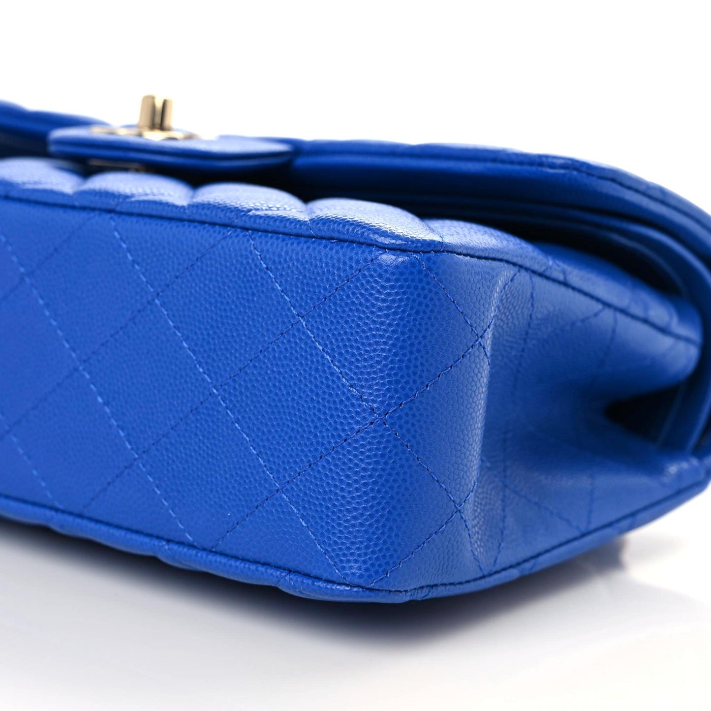 Caviar Quilted Small Double Flap Blue