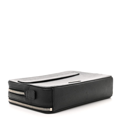 Prada Saffiano Travel Zip Pouch Black 4 of 9