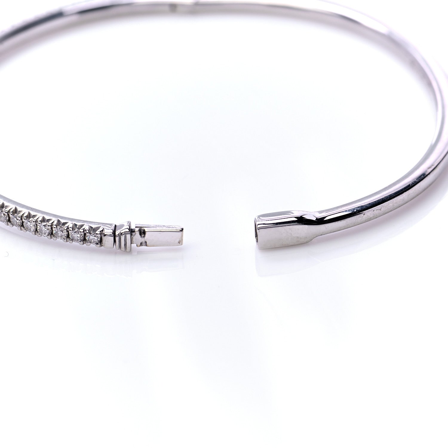 Tiffany 18K White Gold Diamond Metro Bangle Bracelet 4 of 7