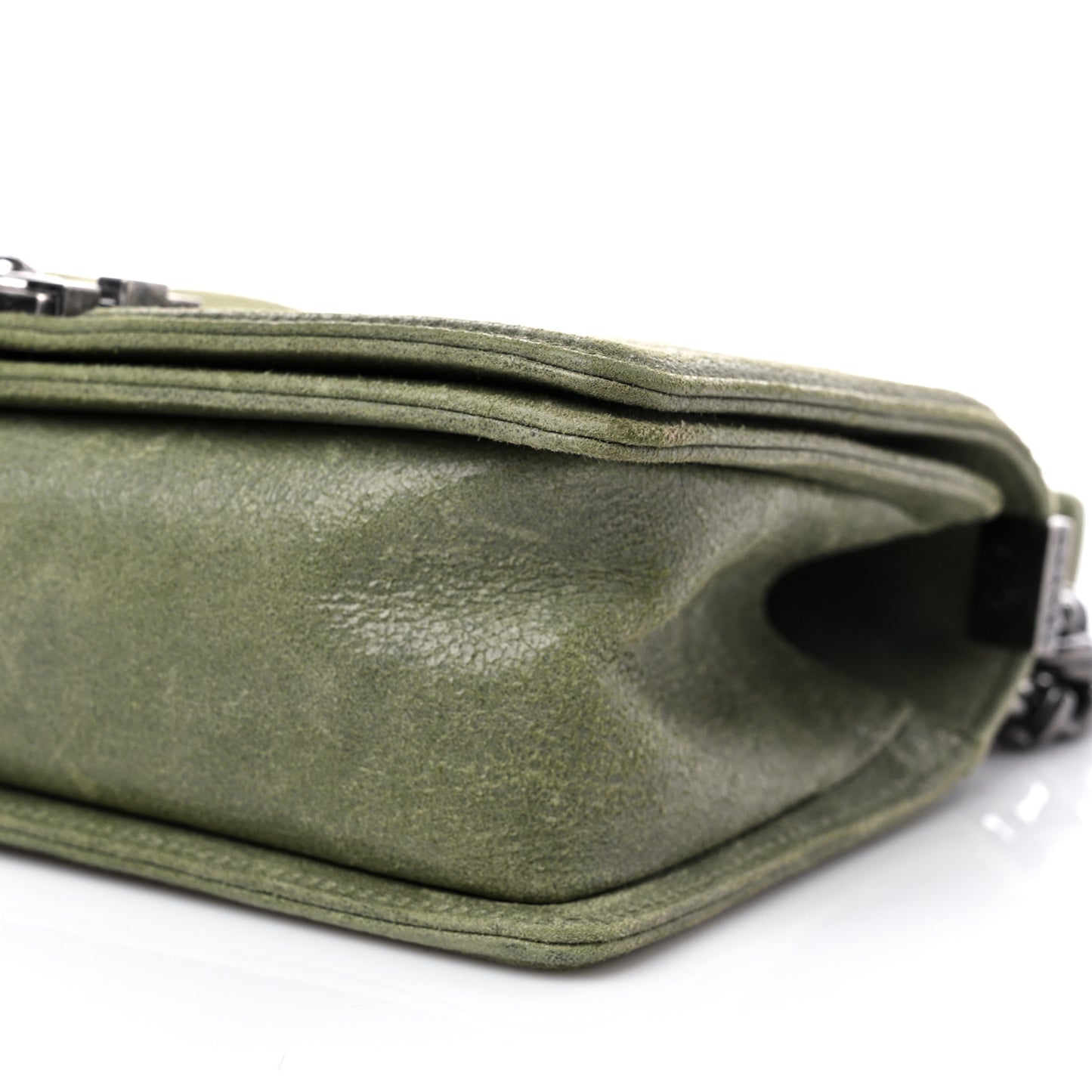 Goatskin Chesterfield Quilted Medium Celtic Boy Flap Green